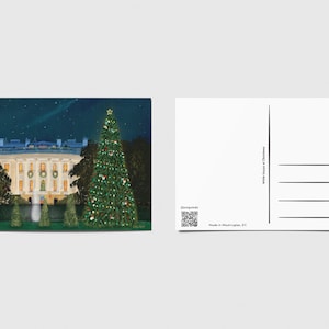 Carte postale de Washington DC - Maison Blanche à Noël