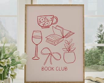 Book Print, Bookish Wall Art, Book Club, Book Wall Art, Bookish Art, Book Lover Print, Book Lover Gift, Book Poster, Trendy Wall Art