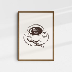 Coffee Wall Art, Coffee Lover Gift, Kitchen Wall Art, Coffee Poster, Coffee Bar Decor, Apartment Wall Art, Retro Wall Art, Trendy Wall Art