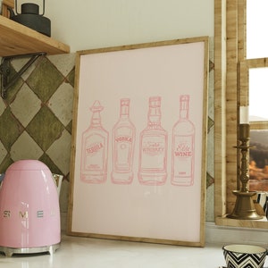 Bar Cart Decor, Bar Cart Wall Art, Alcohol Print, Kitchen Wall Art, Trendy Wall Art