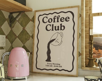Coffee Print, Trendy Wall Art, Modern Kitchen Decor, Retro Poster, Retro Drink Poster, Vintage Poster, Kitchen Decor, Coffee Lover