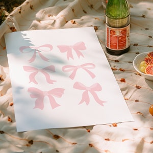 Decorazione per la stanza Coquette, decorazione murale Coquette, arte murale per dormitori, arte murale Coquette, stampa con fiocco, arte murale Balletcore, arte murale rosa, arte murale con fiocchi