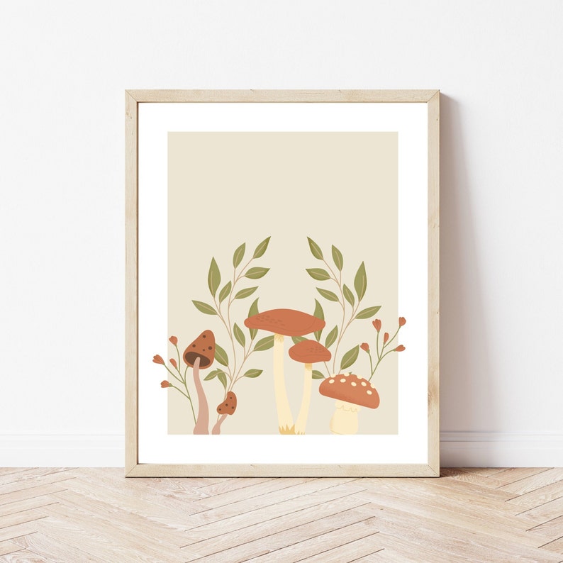 Mushroom Art Print Boho Mushroom Wall Decor Printable Art Etsy
