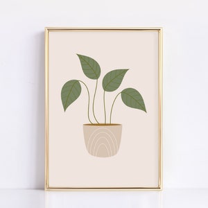 Plant Print, House Plant Print, Plant Poster, Botanical Wall Art Print, Plant Lover Gift, Boho Wall Art