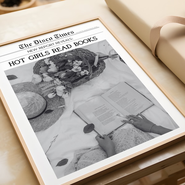 Buchdruck, Buchwandkunst, Heiße Mädchen lesen Bücher, Bücherwurm, Bücherwurm, Zeitungsdruck