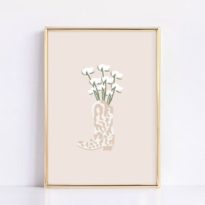 Cowgirl Boot Print, Cowgirl Boot Wall Art, Cowboy Boot Wall Art, Flowers In Boot Poster, Trendy Wall Art