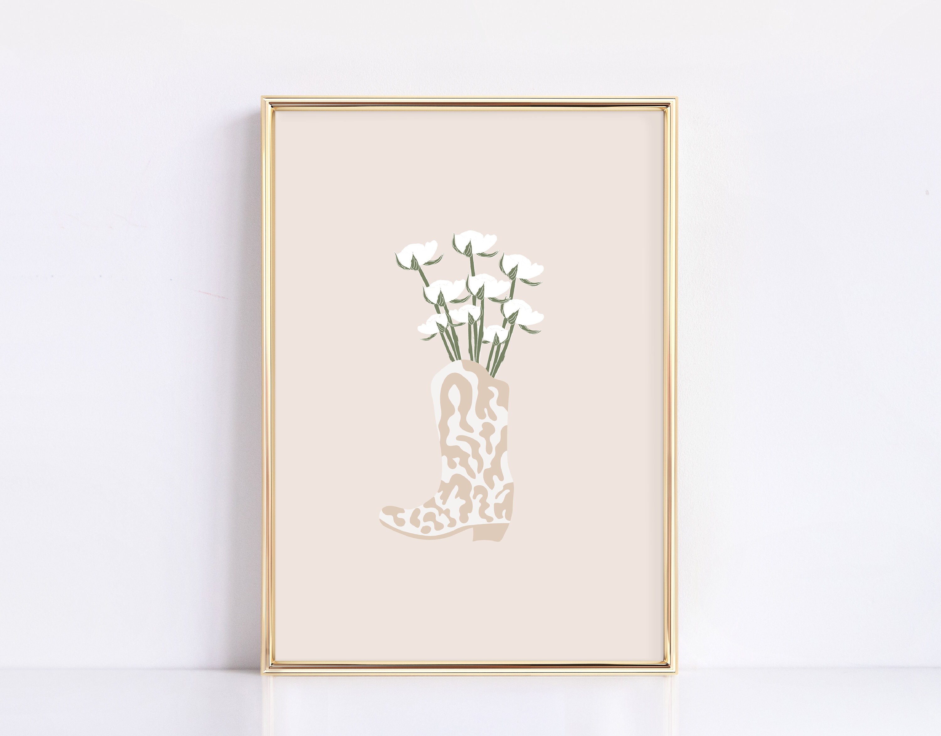 Cowgirl Boot Print, Cowgirl Boot Wall Art, Cowboy Boot Wall Art, Flowers In Boot Poster, Trendy Wall Art