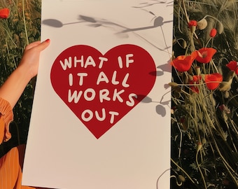 Arte de pared de moda, impresión de moda, ¿Qué pasa si todo funciona? Cartel de salud mental, arte motivacional, decoración de apartamentos