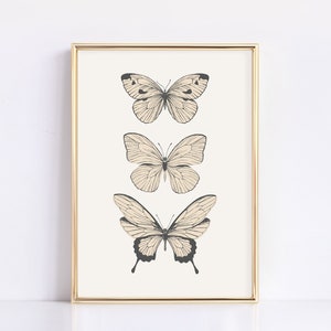 Butterfly Wall Art, Butterfly Poster, Vintage Butterfly Print, Boho Wall Art, Minimalist Art, Trendy Wall Art