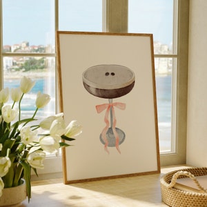 Bar Cart Art, Cocktail Wall Art, Home Bar Sign, Martini Print, Bar Cart Poster, Cocktail Poster, Espresso Martini Print, Martini With a Bow