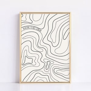 Mental Health Print, Therapy Office Decor, Mental Health Art, Self Care Print, Healing Is Not Linear