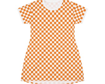 Women's Checkerboard T-Shirt Dress Tennessee Orange