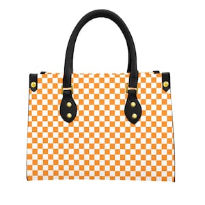 Women&#39;s Checkered  HandBag With Black Handle | Purse |