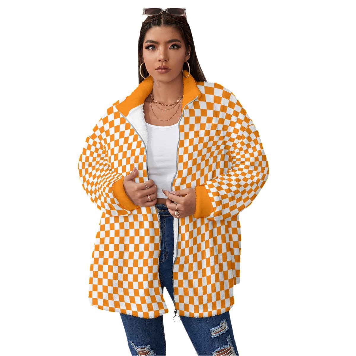 Checkerboard Apparel Checkered Women s Stand up Collar Coat With