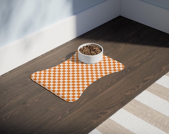Bone & Fish Shaped Checkerboard Pet Food Mat