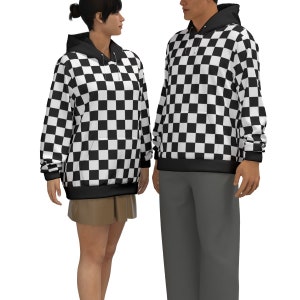 シャツ HUECLOSET FRIENDLY CHECKERED HOODIE (2 colors) BTR185 Badger 1262 - Unisex Hook Hooded Sweatshirt