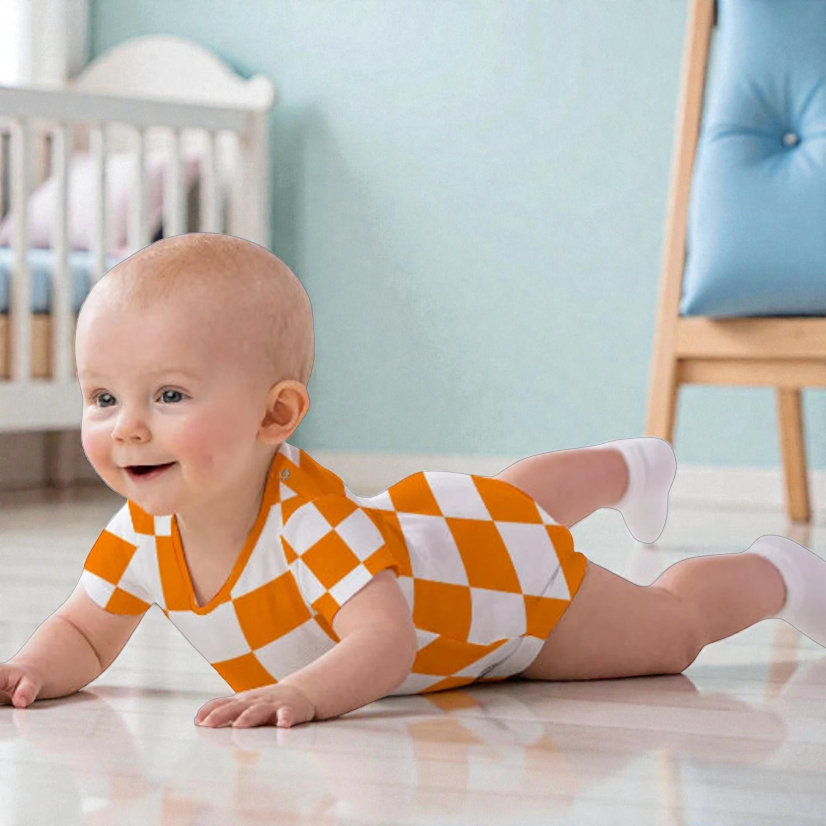 orange and white checkered overall dress Orange & White Checkered Tennessee Adult Game Bibs
