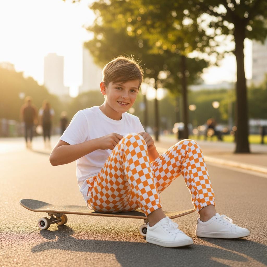 Childrens Checkered Unisex Heavy Jogging Pants 100% Cotton
