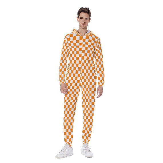 Checkered Men's Hooded Jumpsuit
