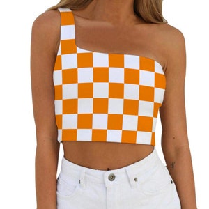 Checkerboard One Shoulder Tank Top Half Shoulder Tank | Checkerboard Apparel | Checkerboard Crop Top