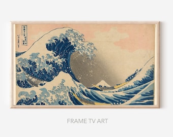 Samsung Frame TV Art Background, The Great Wave (1760-1849) Katsushika Hokusai, Digital Download Art For Samsung Frame TV, Picture Frame Tv
