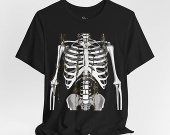 Skeleton Shirt Gothic | Stylish Dark Mood White Skeleton Shirt | Unique Design |