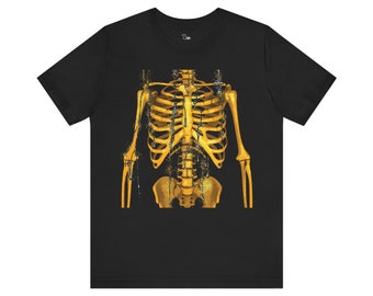 Camisa de esqueleto do OURO gótico | Esqueleto branco do humor escuro à moda camiseta de <br> Entrega Rápida? Design único