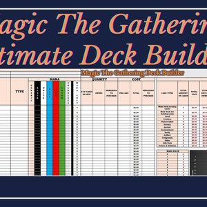 Magic The Gathering Ultimate Deck Builder-spreadsheet voor Excel en Google Spreadsheets