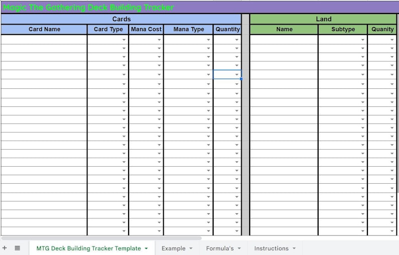 Magic The Gathering Excel Deck Building Template Etsy Magic The Gathering Excel Deck Building Template Etsy