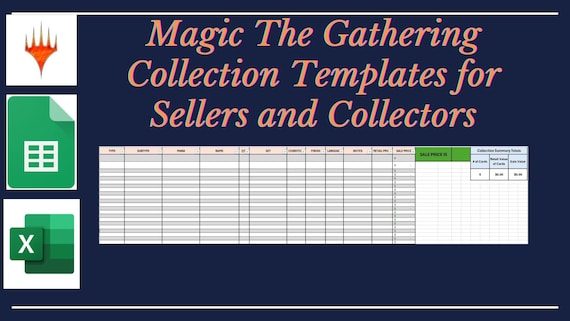 mtg card list excel Magic The Gathering Lot Of (10) 8th Edition Box Toppers 5.88" x 4.25" MTG Collection Spreadsheet Templates for