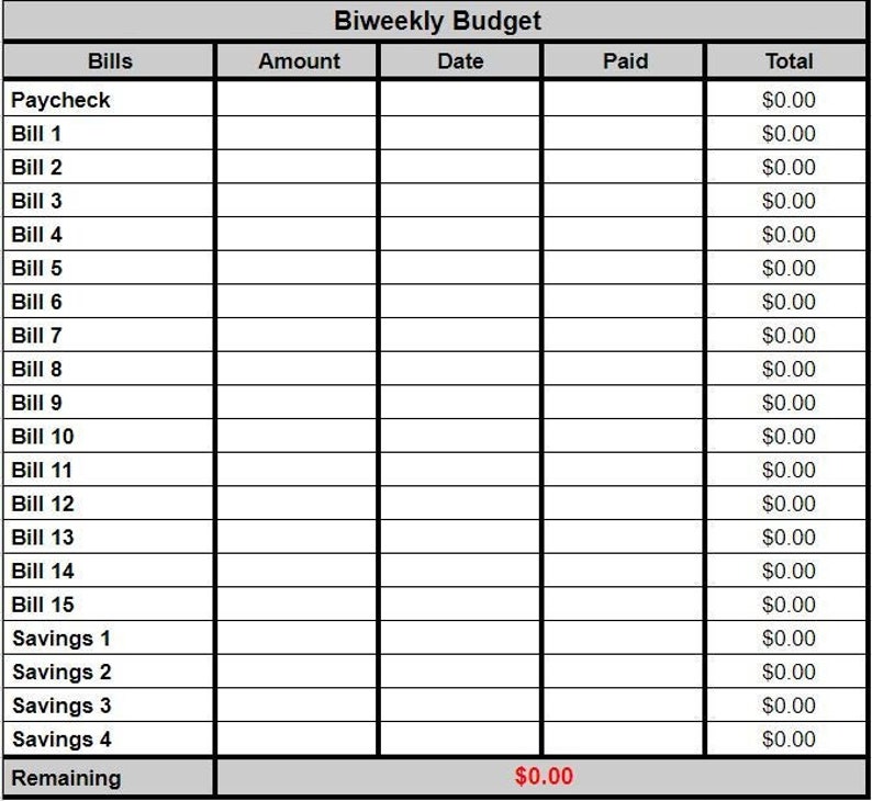 Simple Biweekly Budget Excel Spreadsheet Template Etsy Simple Biweekly Budget Excel Spreadsheet Template Etsy