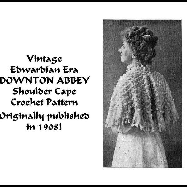 Vintage Woman's Square Shawl Knit Pattern 1908 pdf DOWNLOAD Fringed Edwardian Titanic WWI DOWNTON Abbey Femme Fatale PatternParlorPigeon
