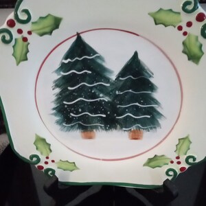 Collezione Vintage AMBIANCE Holly And Berry Christmas Tree Collection Piatto da deserto