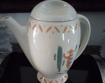 Vintage Vitreous Hand Dec/Coffee Tea Pot Desert Scene