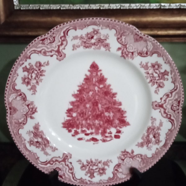 Vintage Johnson Bros Old Britain Castles Since 1883 Pink Christmas Dinner Plates