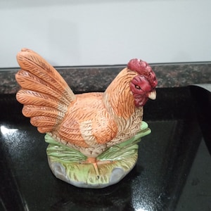 Vintage Porcelain Hand Painted Hen