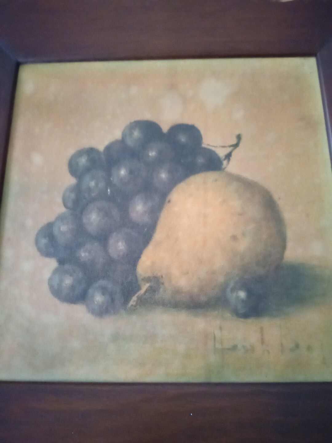 Vintage Wood Framed HENK Bog Still Fruit Wall Hanging Pear and Grapes Etsy