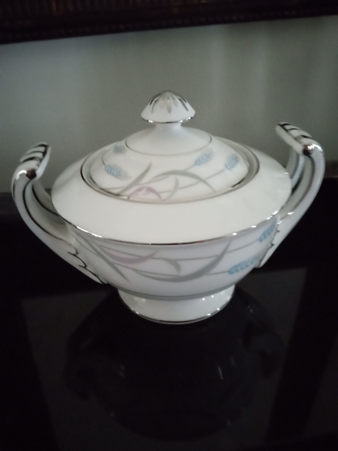 Vintage VALMONT China Royal Wheat Pattern Sugar Bowl Etsy