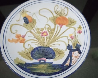 Vintage FUSARI. G Orvieto Blue Carnation Floral Plate #1