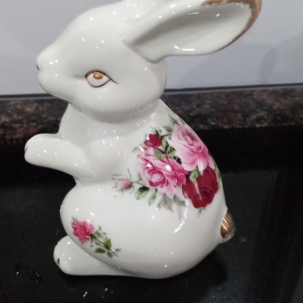 Vintage Formalities  Porcelain Rose Bunny Detailed Gold Trim By BAUM Brothers