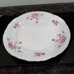 Vintage CHODZIEZ Floral Pink Salad Dessert Plate With Platinum trim