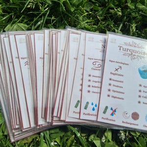 Lot de 50  fiches lithothérapie plastifiées pour connaître les bienfaits des pierres naturelle,pour apprendre la lithothérapie