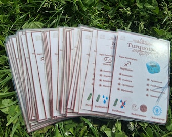 Lot de 50  fiches lithothérapie plastifiées pour connaître les bienfaits des pierres naturelle,pour apprendre la lithothérapie