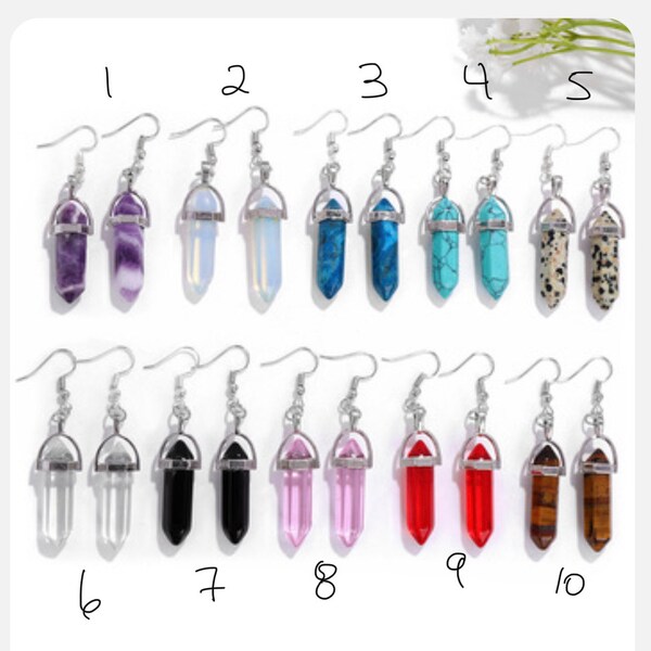 Boho Natural Quartz Earrings Healing Reiki Hexagonal Column Agates Earrings Crystal Stone Dangle Hook Eardrops Women Jewelry