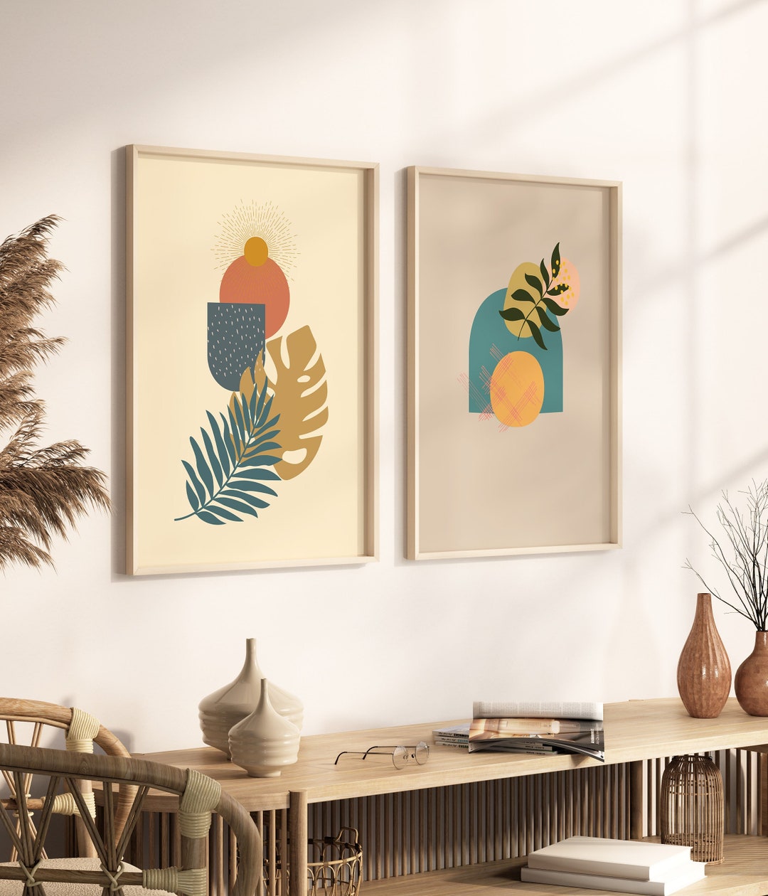 Set of 2 Boho Printable Wall Art | Minimalist Wall Art | Boho Living ...