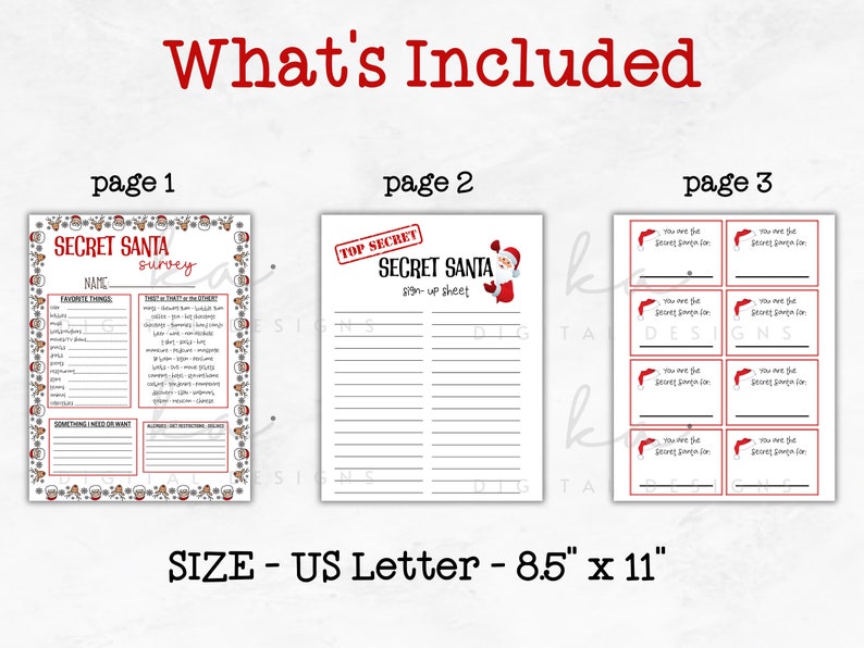 PRINTABLE Secret Santa Questionnaire - Il 794xN.5496651418 Od0e 