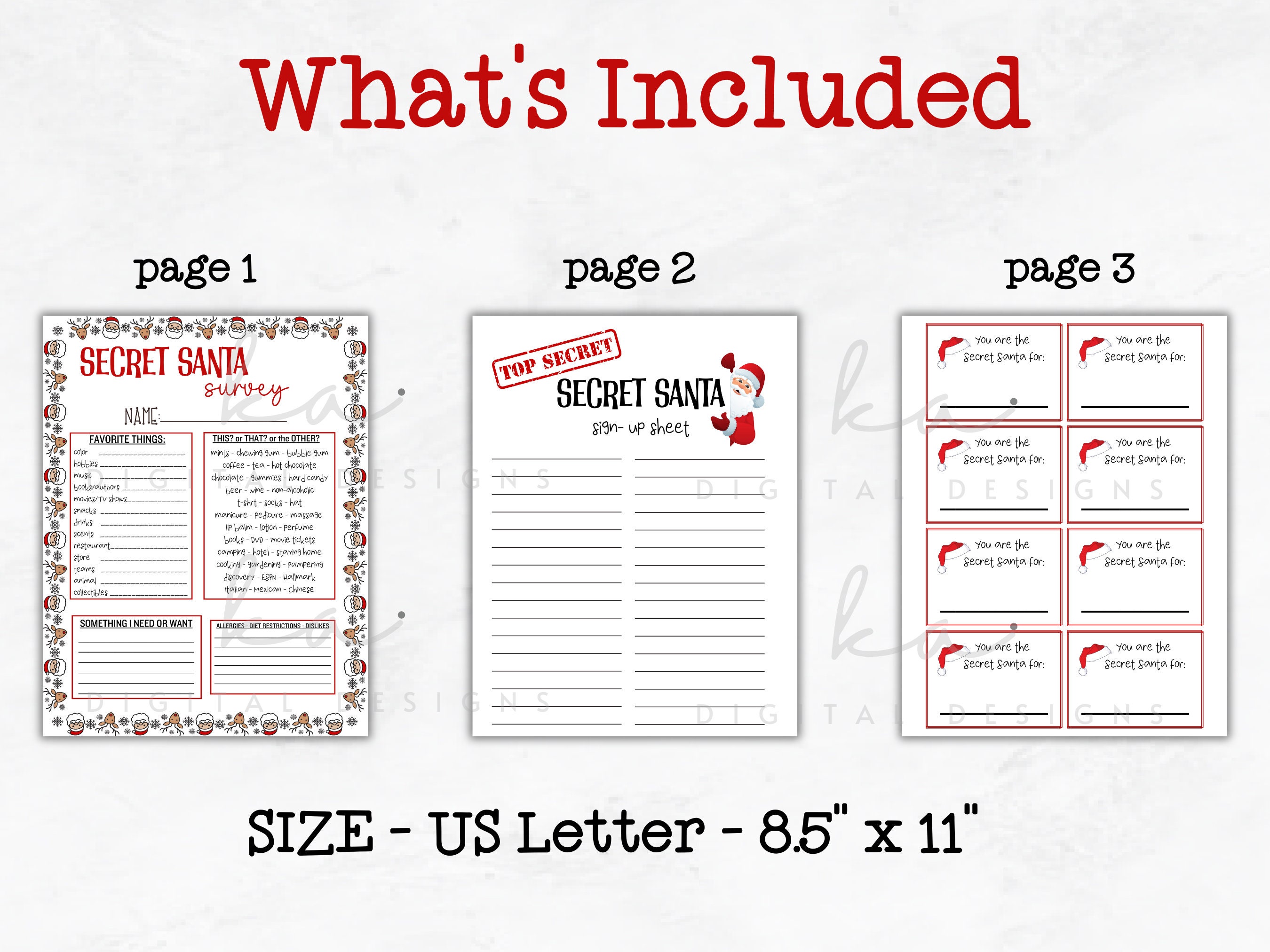 PRINTABLE Secret Santa Questionnaire PDF Instant Digital - Etsy