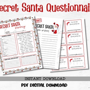 PRINTABLE Secret Santa Questionnaire PDF Instant Digital - Etsy
