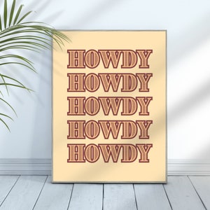 Howdy Cowgirl Poster Wall Art Trendy Apartment Decor, Western Room Decor Aesthetic Typography Poster, Cowgirl Western Downloadable Print