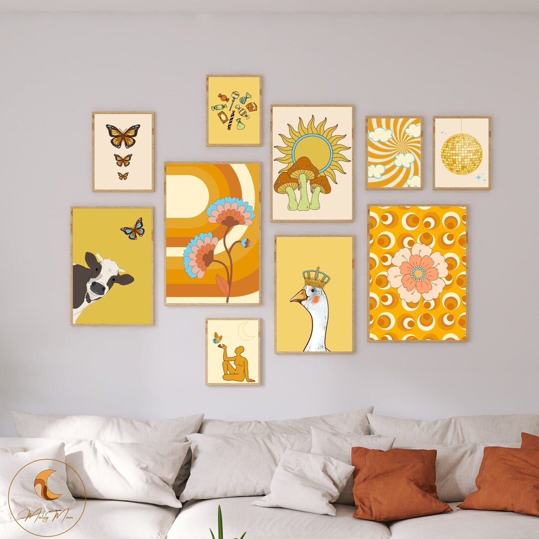 Set of 10 Retro Wall Art Gallery Quirky Wall Art Gallery - Etsy
